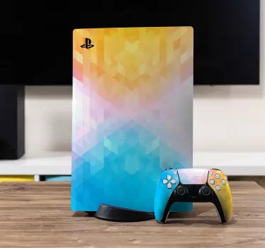 Blå och gula rutor playstation 5 dekal - Tenstickers