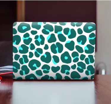 Blå och svart neon leopard hud mönster laptop klistermärke - Tenstickers