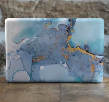 Blå och vit marmor laptop klistermärken - Tenstickers