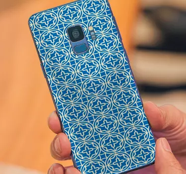 Blå ornament telefon klistermärke - Tenstickers
