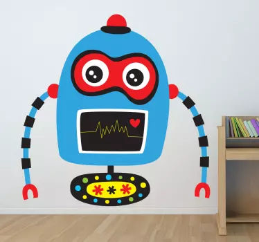 Blå robot barn klistermärke - Tenstickers