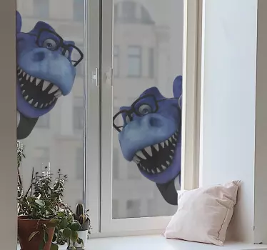 Blå tecknad dinosaur klistermärke - Tenstickers