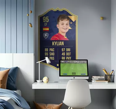 Blått och guld kort Väggklistermärken fotboll - Tenstickers