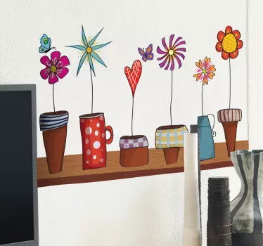 Blomkrukor vägg klistermärken - Tenstickers
