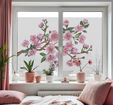 Blomma gren Väggklistermärken fönster och glas - Tenstickers