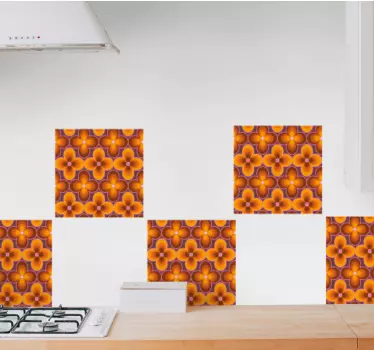 Blomma retro groovy mönster kakel överföring - Tenstickers