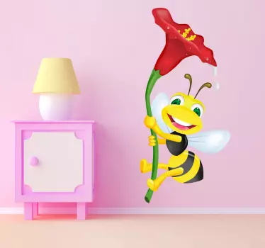Blommabomble bi vägg klistermärke - Tenstickers