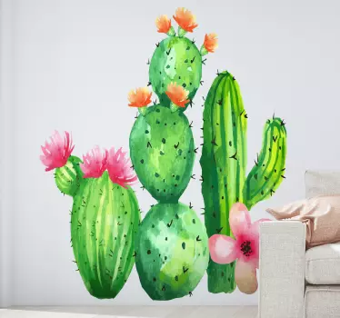 Blommande väggdekal med stor kaktusblomma - Tenstickers