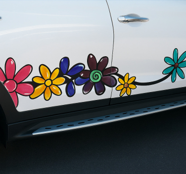 Blommigt bil klistermärke - Tenstickers