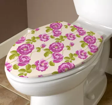 Blommigt toalettlock klistermärke - Tenstickers