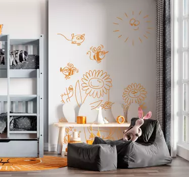 Blommor och insekter barn vägg klistermärke - Tenstickers