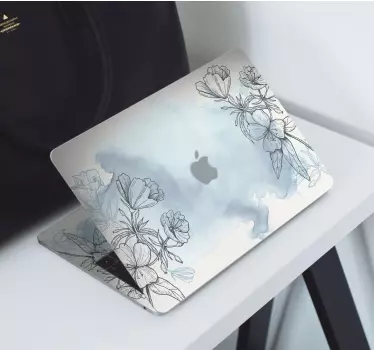 Blommor ritning laptop dekal - Tenstickers