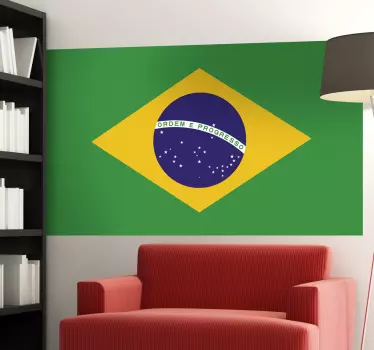 Brasilien flagga vägg klistermärke - Tenstickers