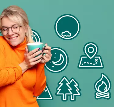 Camping och naturmotiv reseklistermärken - Tenstickers