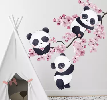 Charming panda family klistermärken - Tenstickers