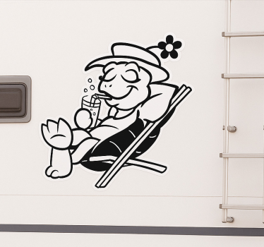 Chill semester sköldpadda husvagn klistermärke - Tenstickers