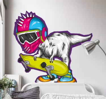 Cool dino skater klistermärke - Tenstickers