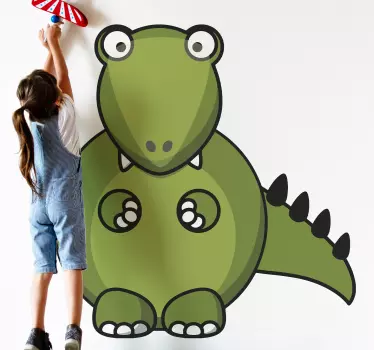Dinosaurie grön inför drakeväggdekal - Tenstickers