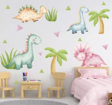 Dinosaurie söta reptiler vägg klistermärke - Tenstickers