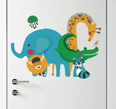 Djungel djur dörr klistermärke - Tenstickers