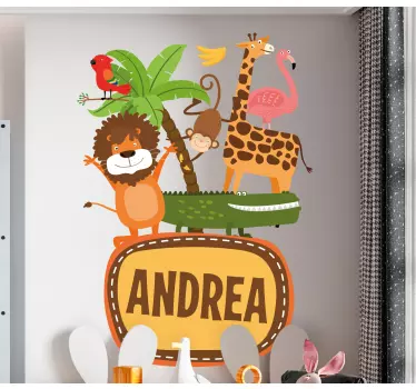 Djungel träd djur med namn vilda djur klistermärke - Tenstickers