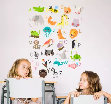 Djur alfabetet väggkonst klistermärken - Tenstickers