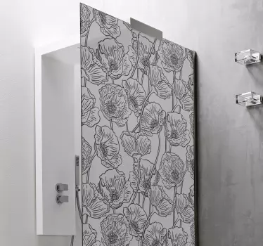 Dusch skärm med vallmo dusch klistermärke - Tenstickers