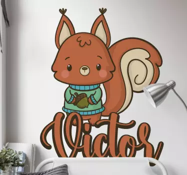 Ekorre och ekollon illustration väggkonst - Tenstickers