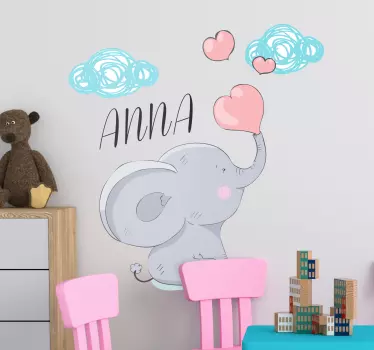 Elefant med namnet översättningar illustration klistermärke - Tenstickers