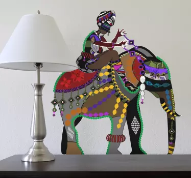 Elefant rider vägg klistermärke - Tenstickers