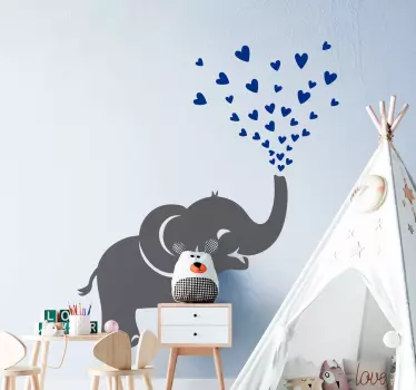 Elefant som besprutar hjärtan vilda djur klistermärke - Tenstickers