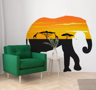 Elefantlandskap afrika vilda djur klistermärke - Tenstickers