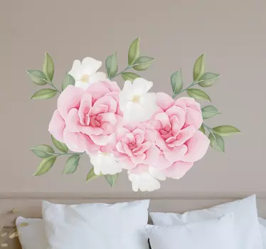 Eleganta blommor i rosa blommaväggsdekor - Tenstickers
