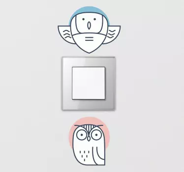 Fågel och uggla ljusströmbrytare fågel väggdekal - Tenstickers