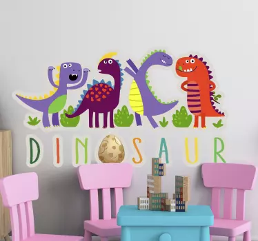 Färgglada dinosaurievänner klistermärke - Tenstickers