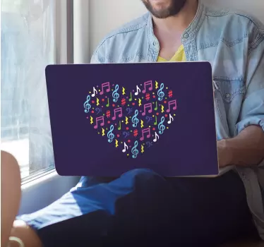 Färgglada hjärtnoter klistermärke för bärbar - Tenstickers