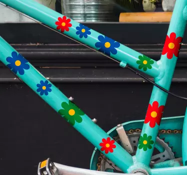 Färgglada individuella blommor klistermärke cykel - Tenstickers