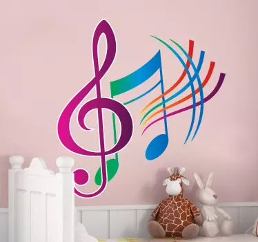 Färgglada musikaliska noter klistermärke - Tenstickers