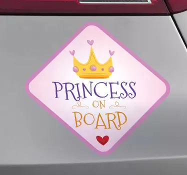 Färgglada prinsessa rosa baby ombord klistermärke - Tenstickers