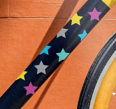 Färgglada stjärnor mönster Klistermärke cykel - Tenstickers