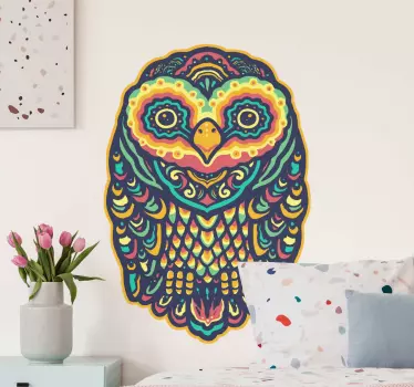 Färgglada uggla mandala blommiga väggdekaler - Tenstickers