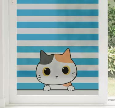 Färgglatt kikande kattfönster dekal - Tenstickers