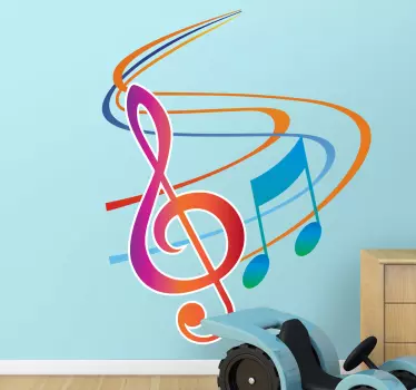 Färgstarka musikaliska sedlar vägg klistermärke - Tenstickers