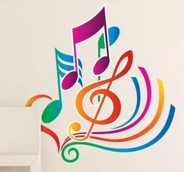 Färgstarka noter vinyl klistermärke - Tenstickers