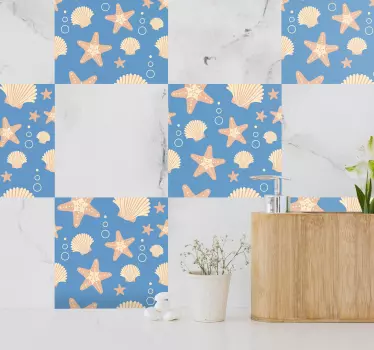 Fishstar och snäckor under havet kakel överföring - Tenstickers