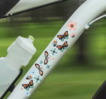 Fjärilar och blommor Klistermärke cykel - Tenstickers