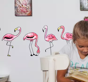 Flamingo vägggräns klistermärke - Tenstickers