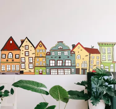 Flamländska hus stadsdekal - Tenstickers