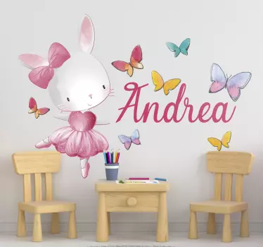 Flicka dansande balett med namnet illustration dekal - Tenstickers