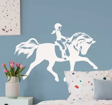 Flicka som rider på ett hästdjur väggdekal - Tenstickers
